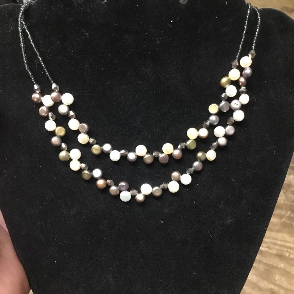 Lia Sophia Tahitian Floating Pearl Illusion Necklace Double Strand 2008